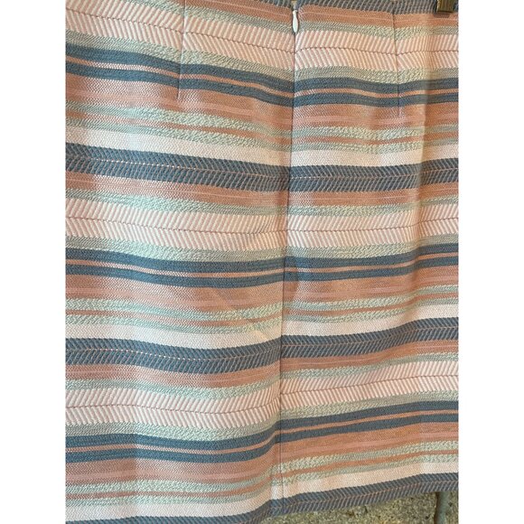 Striped Pastel Pink & Blue Loft Petite Skirt With Zipper Closure - Picture 5 of 5